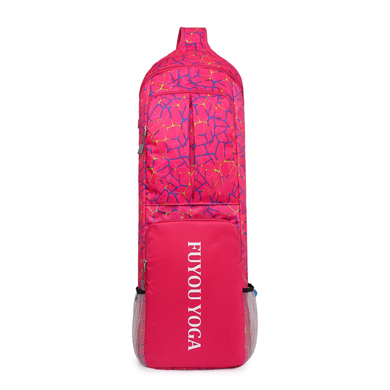 Yoga Mat Bag with Hidden Handles, Water - Repellent Yoga Bags for Women and Men, Lightweight Sport Gym Bag with Adjustable Shoulder Strap, Bottle Pocket, Big Open Pocket and Zipper Pockets (Rose Red)