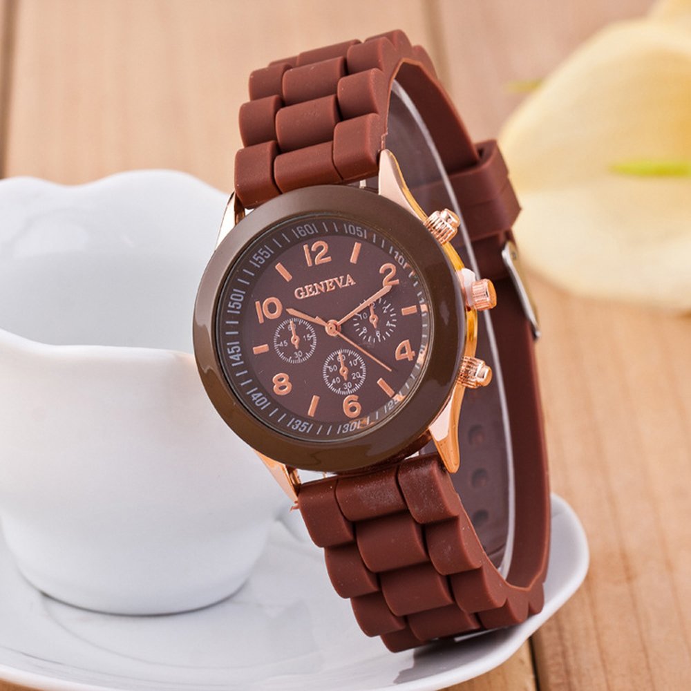 Reloj de pulsera para hombres y mujeres, juego de 10, casual, cuarzo, de silicona, color Candy 8