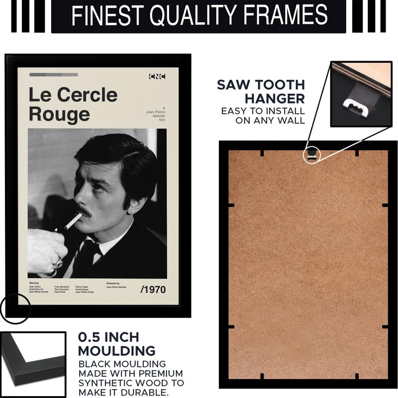 Image of BLINKART Le Cercle Rouge Movie Poster Frame 8x12 Inch | Premium 300 GSM Paper Wall Print | Mid Century Vintage Film Artwork for Home, Bedroom, Living Room, Office | Framed Photo Decor