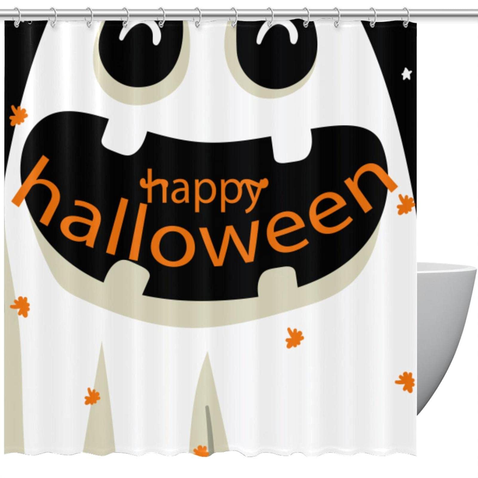 Rideau de douche fantôme Halloween imperméable 152x182 cm avec crochets
