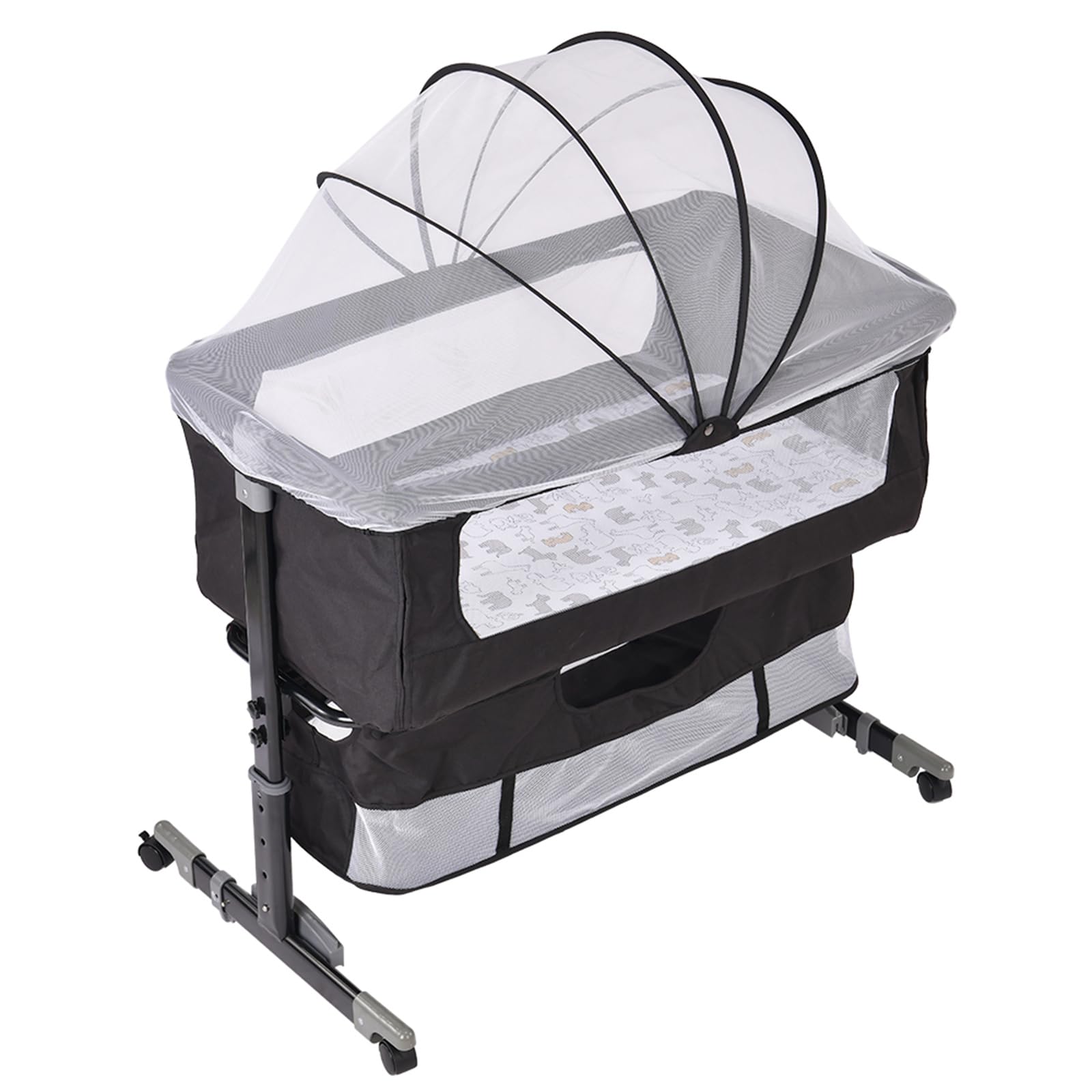 homewell Cododo Bebe 3 in 1 Letto Culla per Neonati, Letto Portatile con Borsa Portaoggetti, Ruote E Zanzariera
