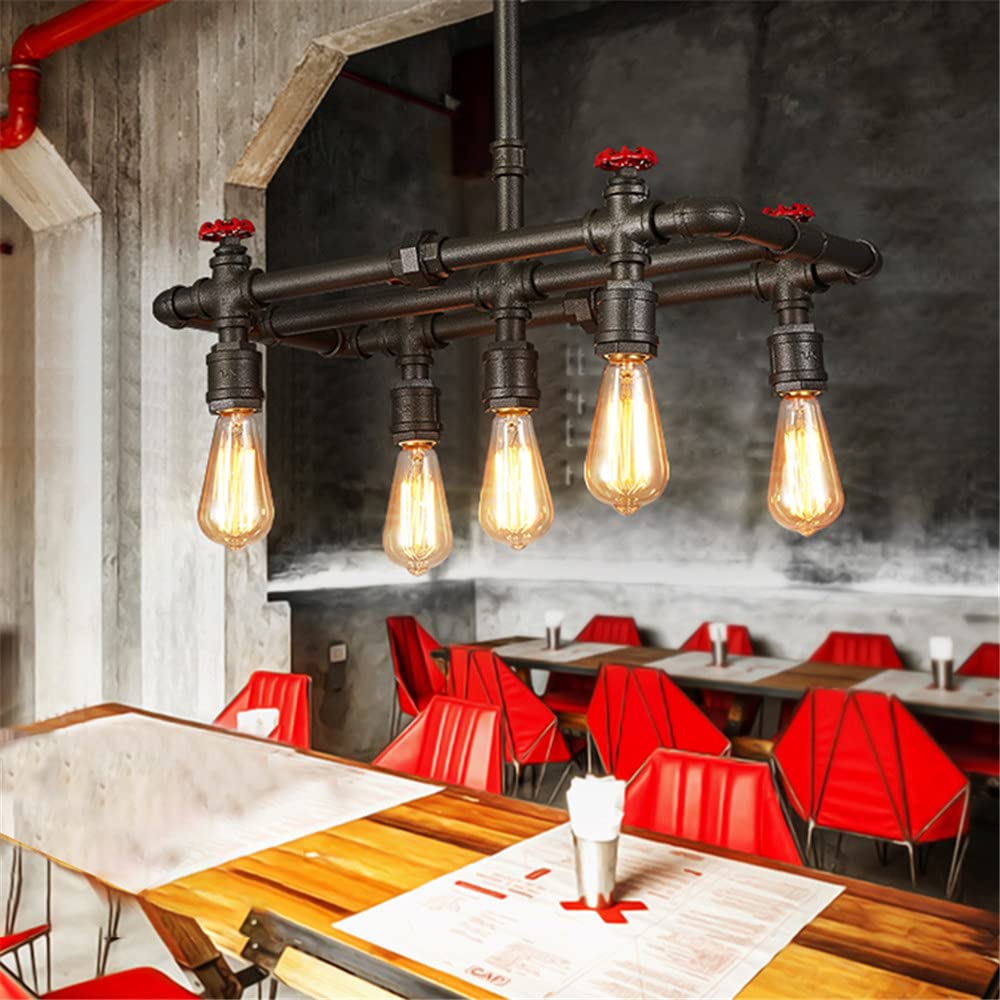 NIUYAO Industrial Style Pendant Light Retro Vintage 5 Lamp Holders
