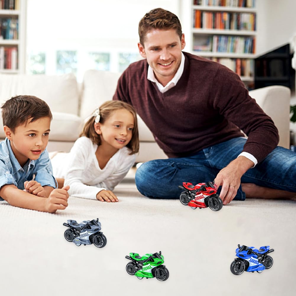 Juguete de Motocicleta de Aleación Juguete de Modelo de Motocicleta Motorcycle Toys Decoración de Motocicletas Juegos Educativos Regalo De Fiesta De Cumpleaños para Niños Niñas 4pcs