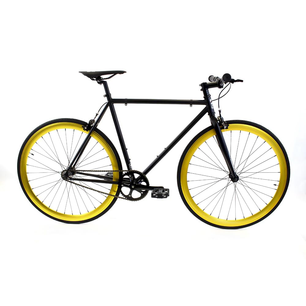Golden Cycles Fixed Gear Single Speed Bike - Perfect Urban Commuter Bicycle with Front and Rear Brakes - Ideal for Teens and Adults - The Bike Come in Different Sizes (41cm, Saint)