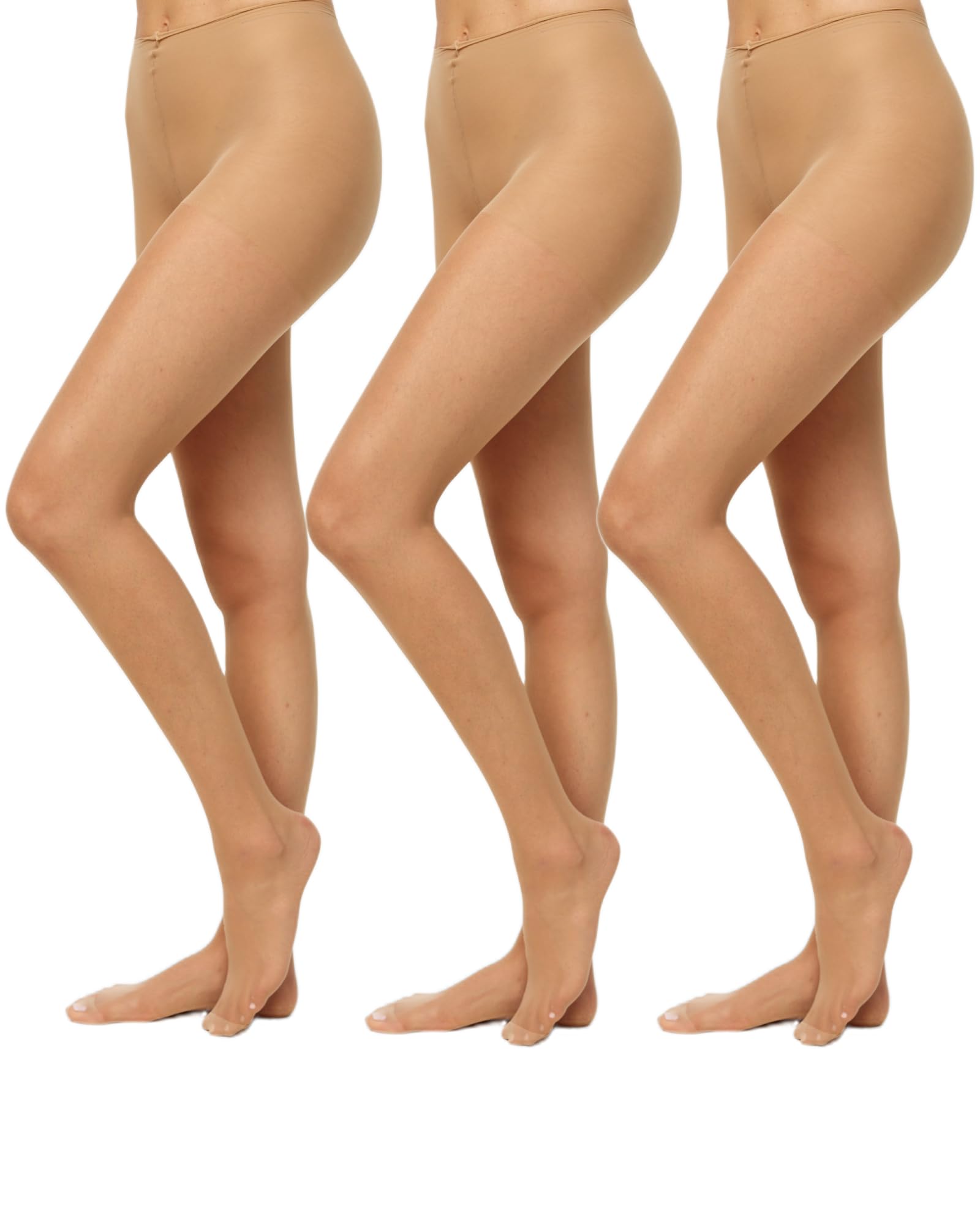 Nur Die Damen 3er Pack Supersitz Color 20 Den Große Größen Transparente Fein-strumpfhose Matte Optik Nylon Bequemer Bund Strumpfhosen, Mandel, 50-52 EU