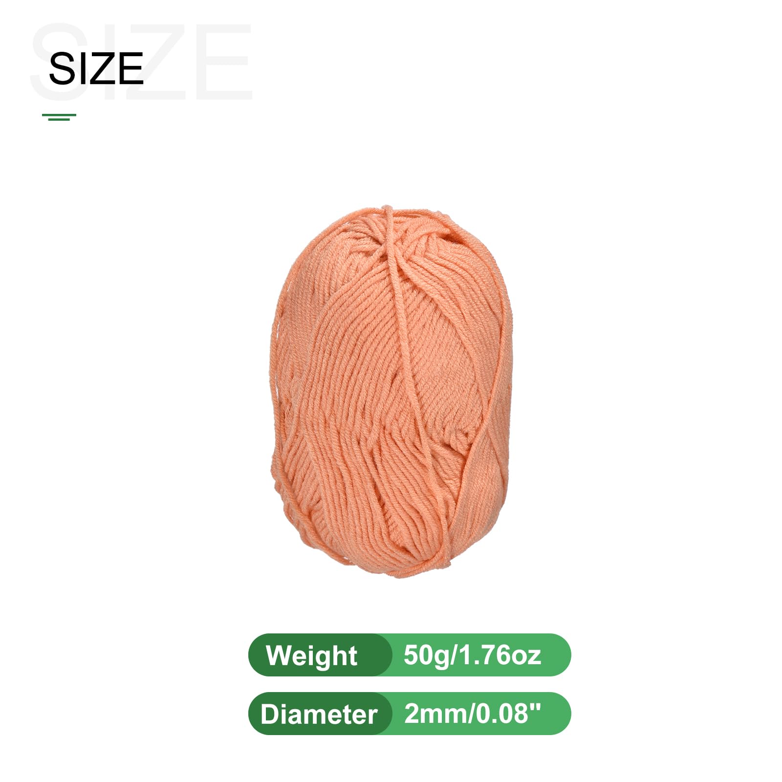 METALLIXITY Acrylic Yarn(50g/1.76oz) 6Pcs, Acrylic Soft Crochet Yarns, Light Orange - Image 2