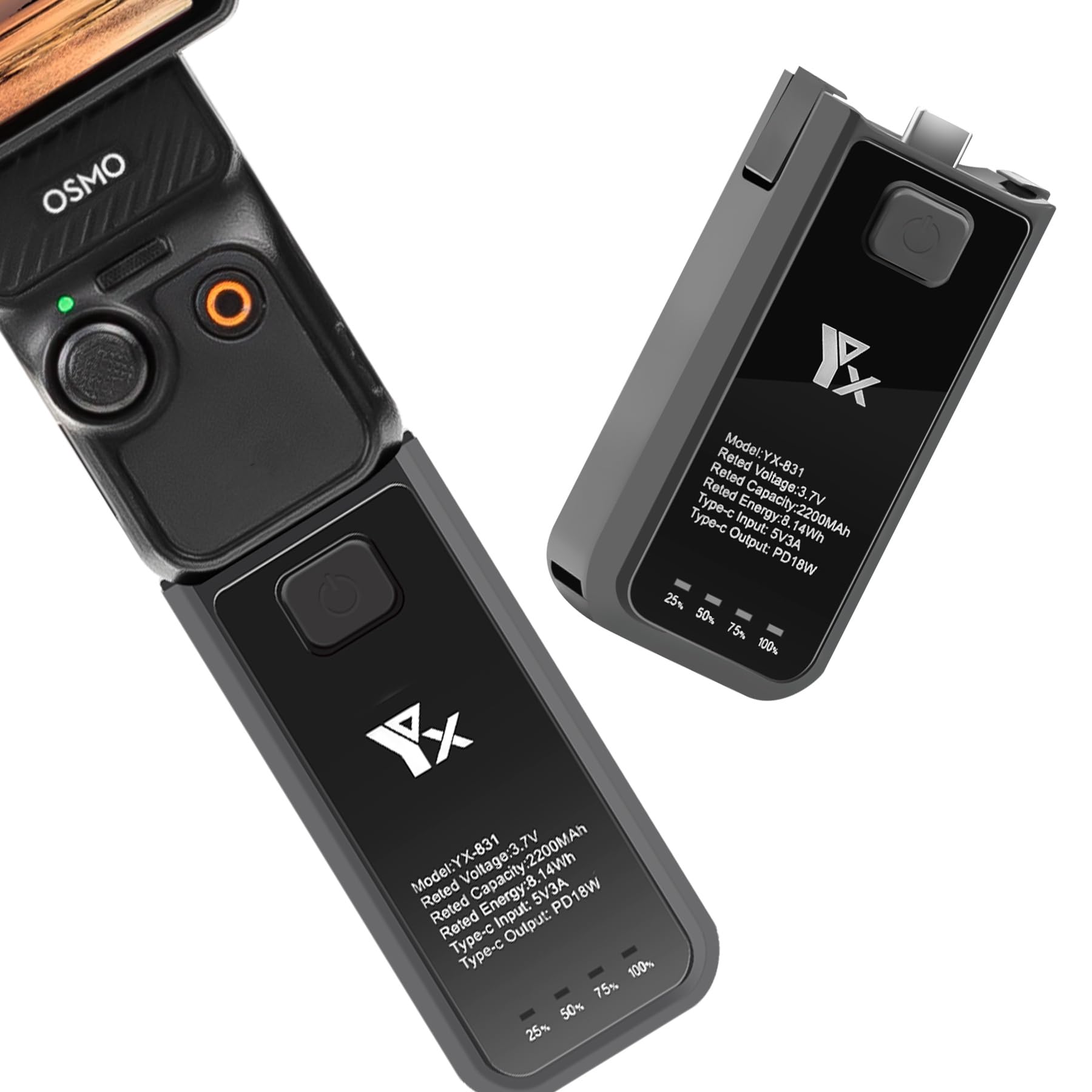Rozszerzony uchwyt i ładowarka do DJI Osmo Pocket 3-2200 mAh uchwyt baterii z szybkim ładowaniem PD18W, zwiększa 62% czasu użytkowania