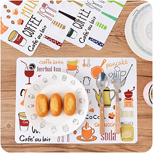 Image of Washable Table Place Mats Set of 6, Heat Insulation Non-Slip PVC Plastic Rectangular Placemats for Kitchen, Restaurants Dinning Room, 40 x 28.1 cm (Set of 4, Green - Fork & Knife)