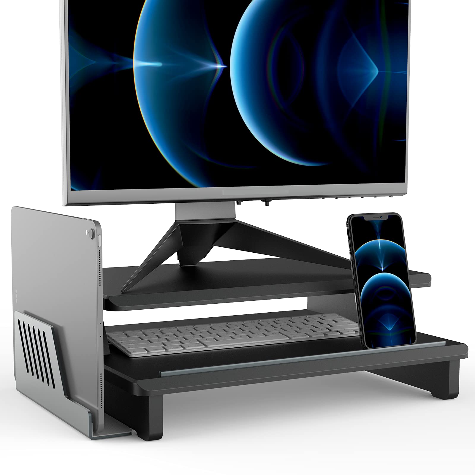 Buy Monitor Stand,MiiKARE 2 Tiers Monitor Riser with Vertical Laptop