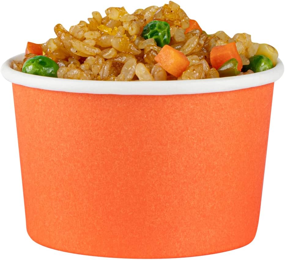 Coppetta 3-Ounce Dessert Cups, 200 Disposable Ice Cream Cups - Lids Sold Separately, Durable, Orange Paper Frozen Yogurt Bowls, For Hot And Cold Foods, Perfect For Gelato Or Mousse - Restaurantware