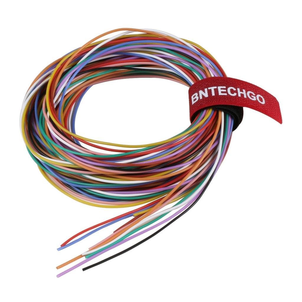 BNTECHGO 28 Gauge Silicone Wire Kit Ultra Flexible 10 Color High Resistant 200 deg C 600V Silicone Rubber Insulation 28 AWG Silicone Wire 16 Strands of Tinned Copper Wire Stranded Wire Model Cable