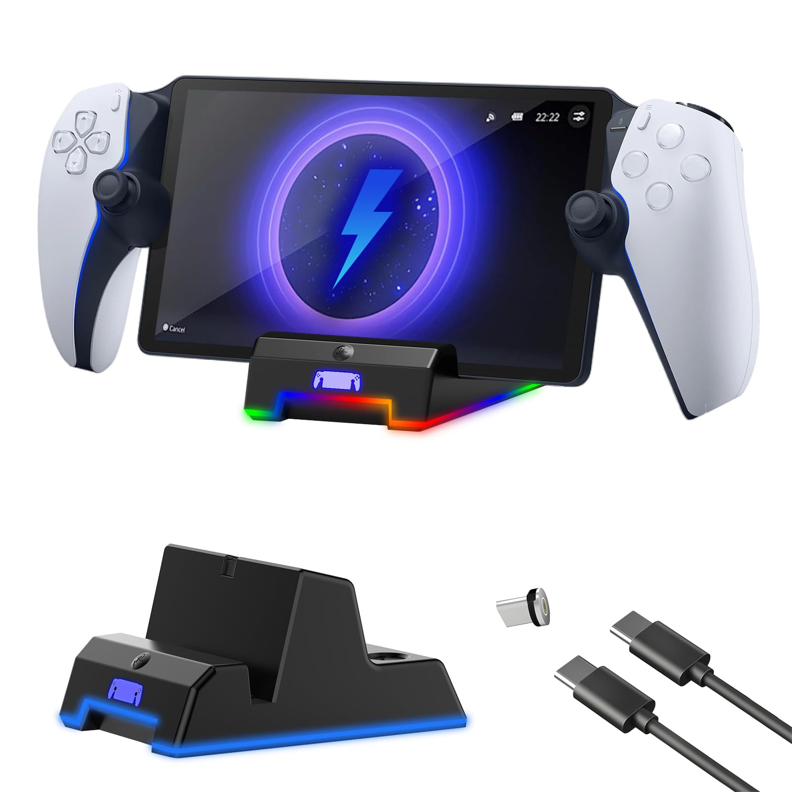 Adaptateur Station de Charge pour PS Portal Remote Player, Station d'accueil Portable Recharge pour PS Portal et Type C câble, Support de Chargement pour Play Station Portal Accessoires