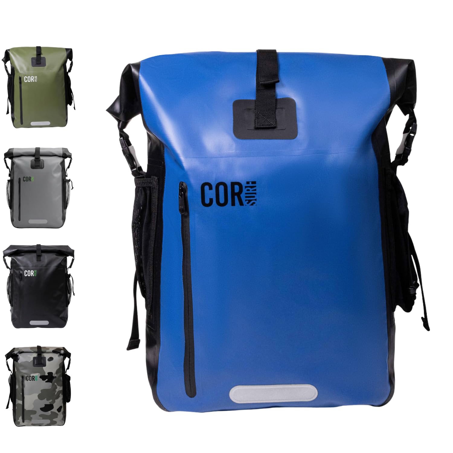 COR Surf Waterproof Dry Bag Backpack with Padded Laptop Sleeve Heavy Duty Roll-Top Pack (Dark Blue, 40L)