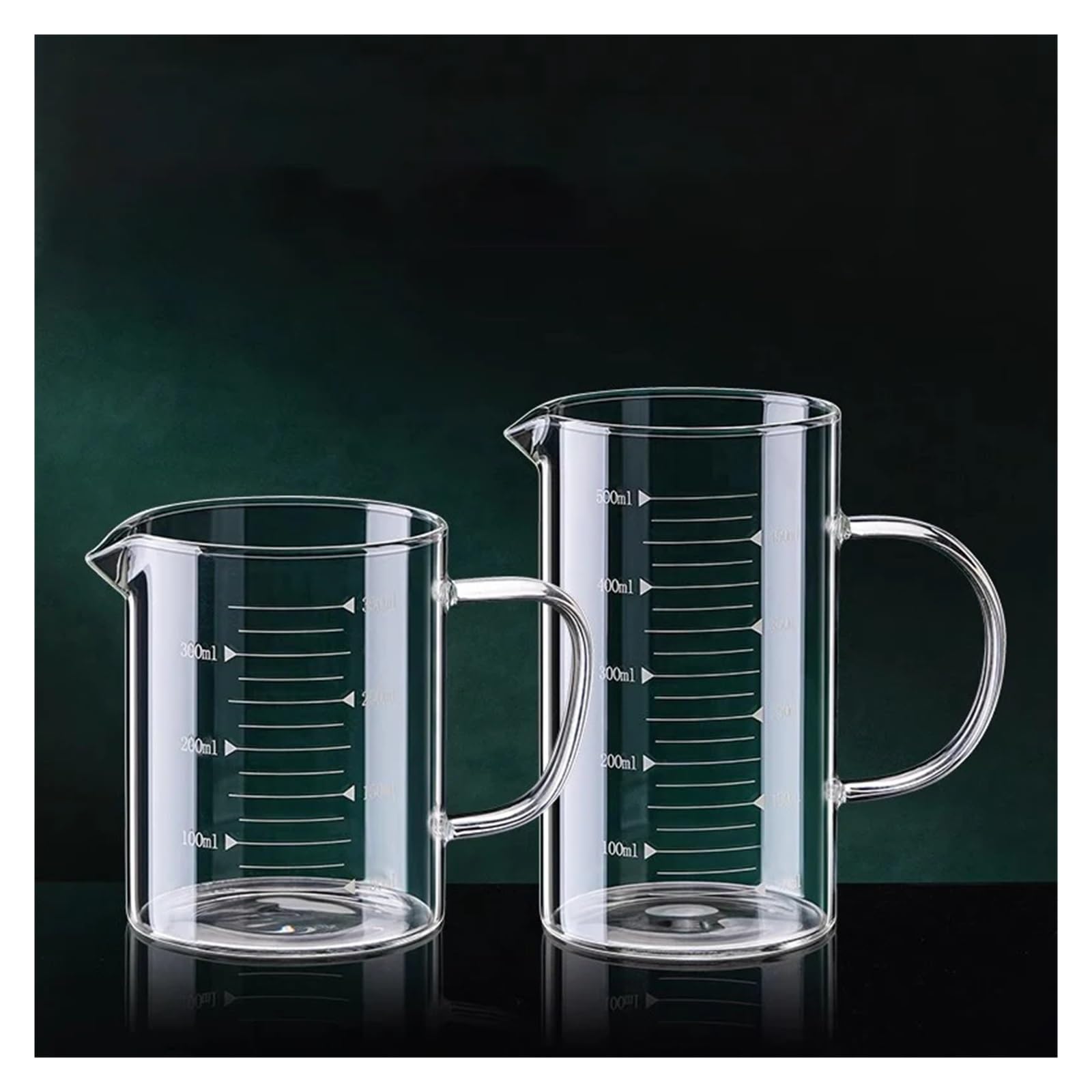 1/2 taza medidora de vidrio con asa, resistente al calor, for laboratorio, cocina, leche, café, 250/350/500/1000 ml(1000ml 2pcs)