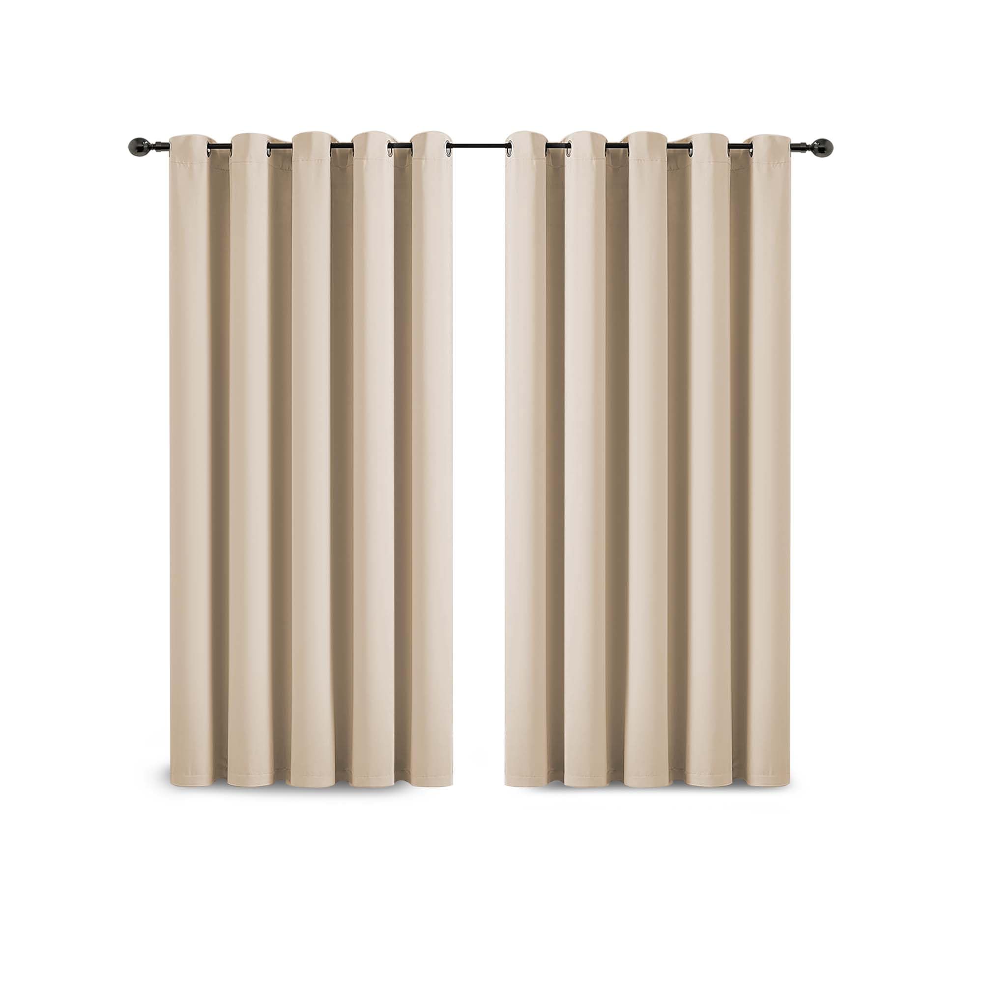 Yorkshire Bedding Cream Eyelet Blackout Curtain For Bedroom 46X54 Inch Window Traatment Thermal Insulated Door Curtains Darkening Panels + 2 Tiebacks