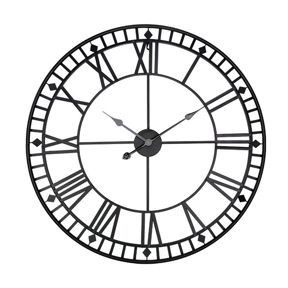 SaryEdge Wall Clock Modern Art Wall Clock European Style 80Cm Metal Round Big Wall Clock Creative Wrought Iron Clock Home Living Room Clock Art Home Decoration Clock Wall Decor Cl,
