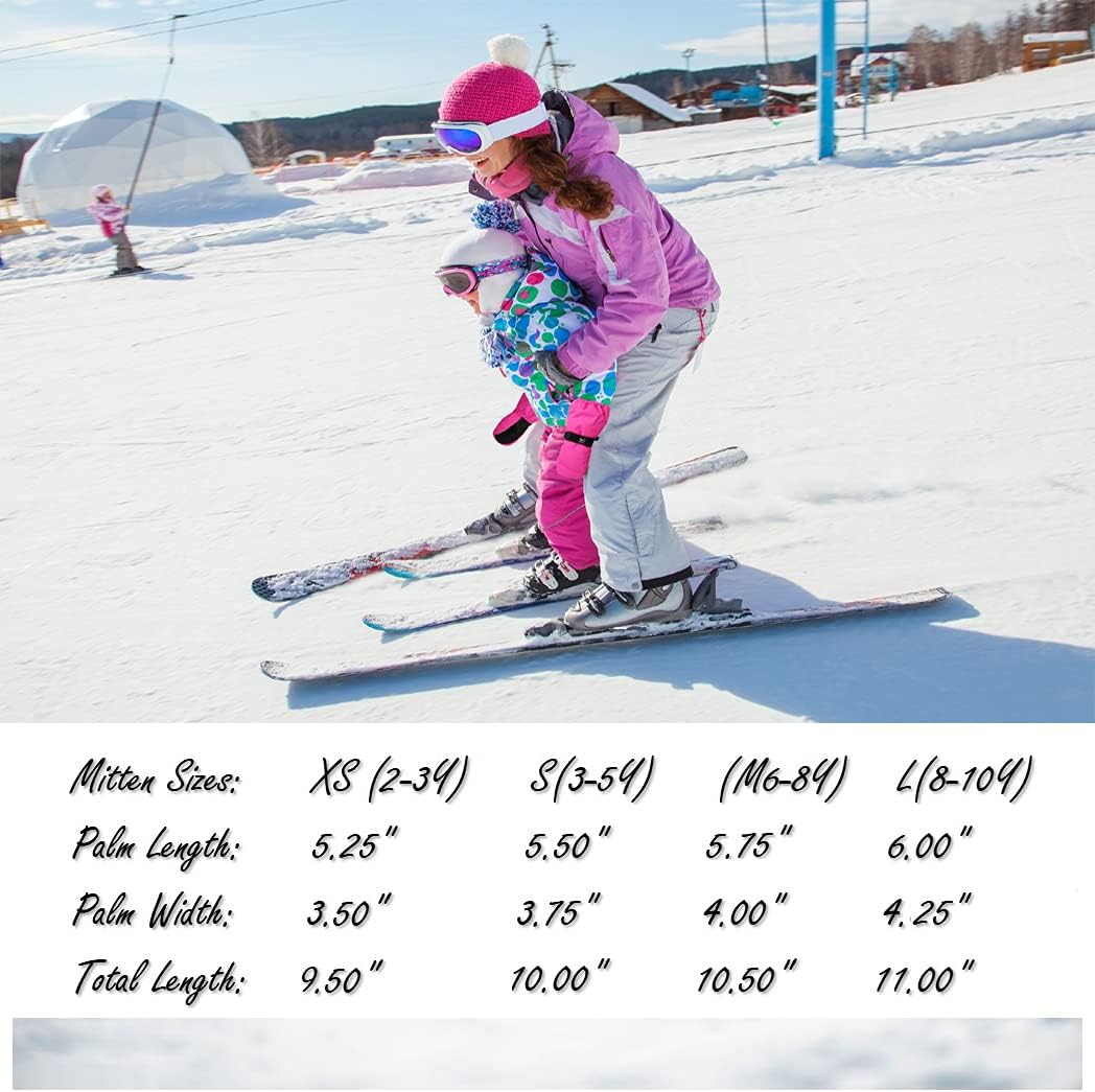 HIGHCAMP Kids Long Cuff Winter Gloves with Stay-on Strap Waterproof Mittens for Toddler Children Snow Ski - Image 7