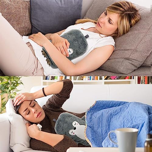 Wärmflasche mit Bezug 2 Liter, Wärmflaschen Tier Groß, Wärmflasche Kinder Pinguin, Wärmeflasche mit Kuschelig Flauschig Kunstpelz Bezug, Handwärmer Silikon Weichem für Hand Fuß Körper Warmhalten