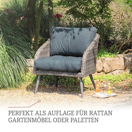 Beo Sitzkissen 80x80 cm wasserabweisend für Lounge Gartenmöbel | Made in EU Lounge-Kissen Anthrazit | Stuhlkissen mit hoher Lichtechtigkeit - UV-Ausbleichschutz | Öko-Tex geprüft schadstofffrei