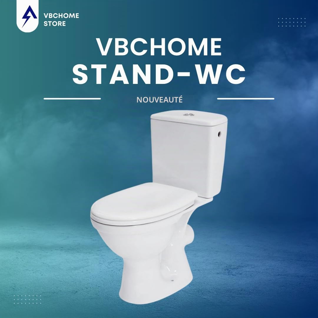 Merida Set WC complet en céramique avec réservoir de chasse et siège WC en polypropylène pour sortie d’eau horizontale
