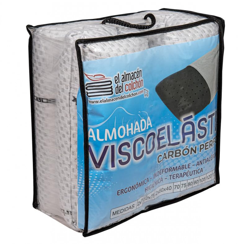 elalmacendelcolchon Deal - Almohada Viscoelástica Modelo Carbono Perforada, Máxima Adaptabilidad, Blanca - Otras Medidas Disponibles (Pack 2 Uni - 70 cm)