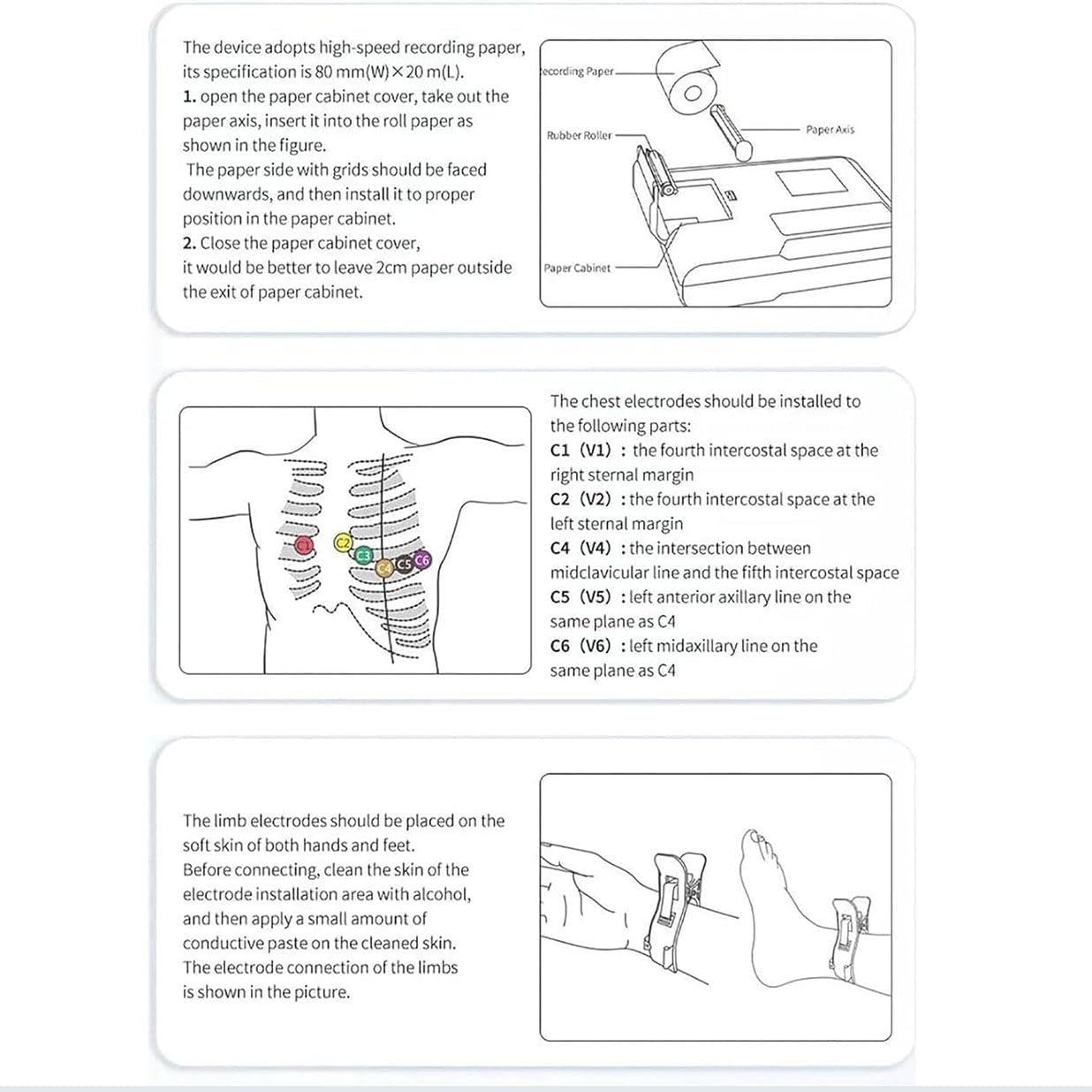 ECG ECG Monitor paziente con 12 cavi 7 pollici LCD Touch Screen Digital Equipment, macchina elettrocardiografo ECG a 6 canali, forme d'onda di registrazione per scopi medici