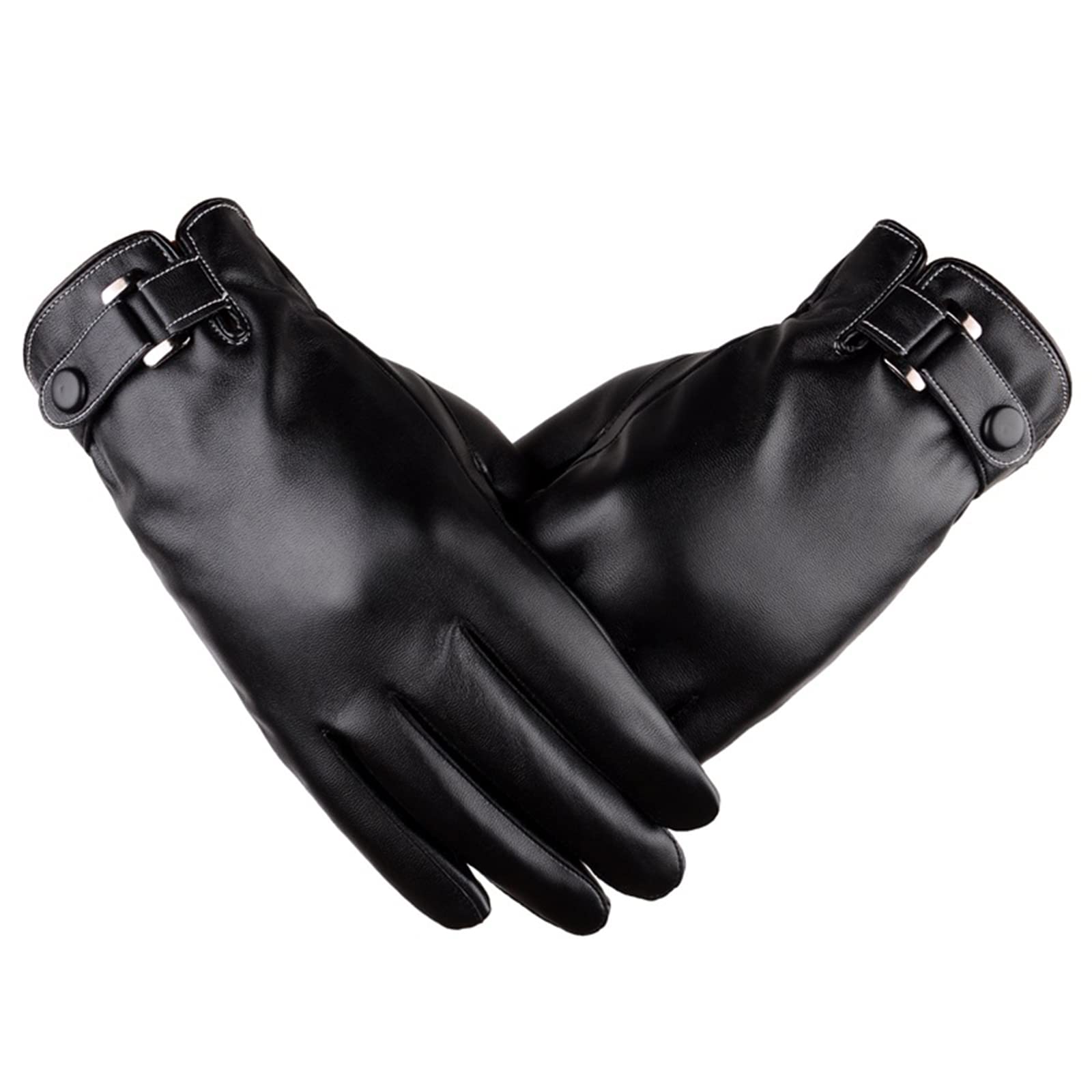 YUEMINGWinter Gloves Touch screen men's gloves, simulated washed leather  gloves, autumn and winter PU plus velvet thickening