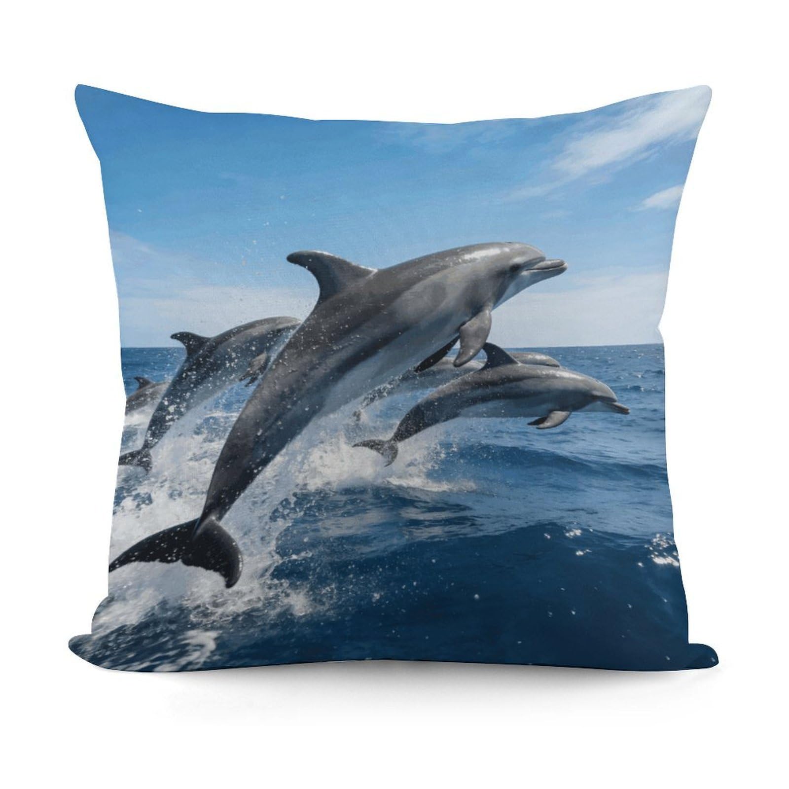 LZQPOEAS Dolphins Throw Pillow Cover 18 X 18 in Cozy Couch Pillow Covers Farmhouse Throw Pillow Case Modern Square Pillowcase Home Decor Cushion Cover for Bedroom Living Room