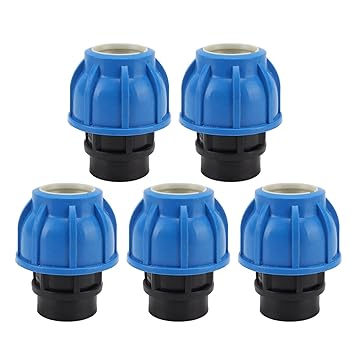 Ubersweet Plumbing Fittings, Female Thread Multifunctional Pipe Quick Connector 5PCS Straight Through PE Plastic Low Resistance for PPR PVC Tube Connection (32xG3/4)