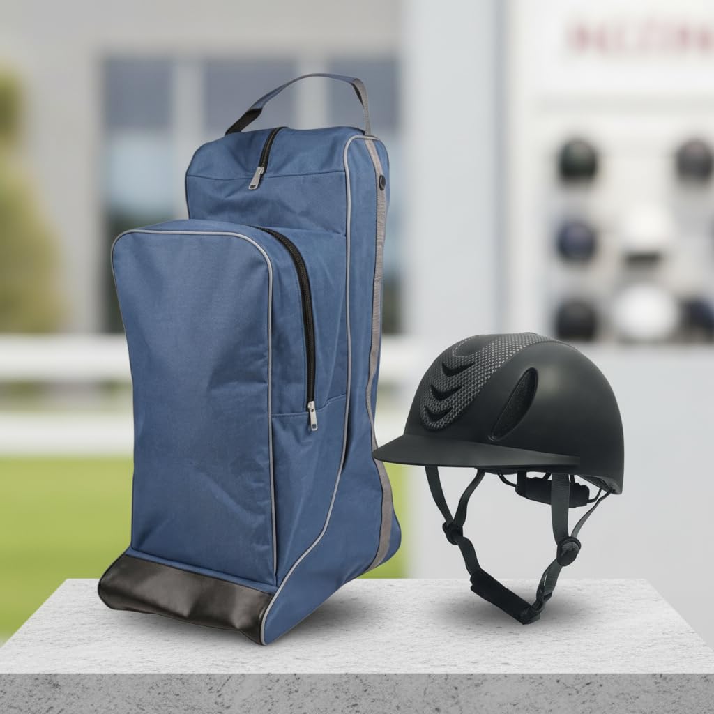 Gralara Casco da Equitazione Starter alla Moda E Regolabile, Borsa Porta Stivali Multi-Scomparto per Bambini, Scomparto Dedicato per Articoli Sportivi
