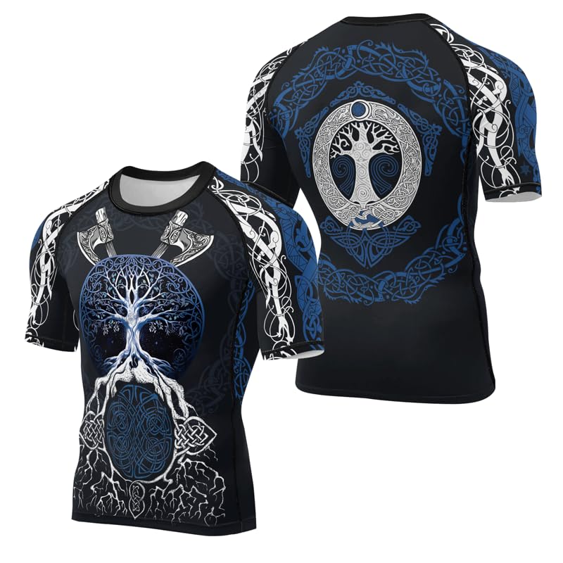 FORMONIES POD Viking Short Sleeve Compression Shirts Baselayer Skins Performance Rash Guard MMA BJJ Jiu Jitsu Muay Thai