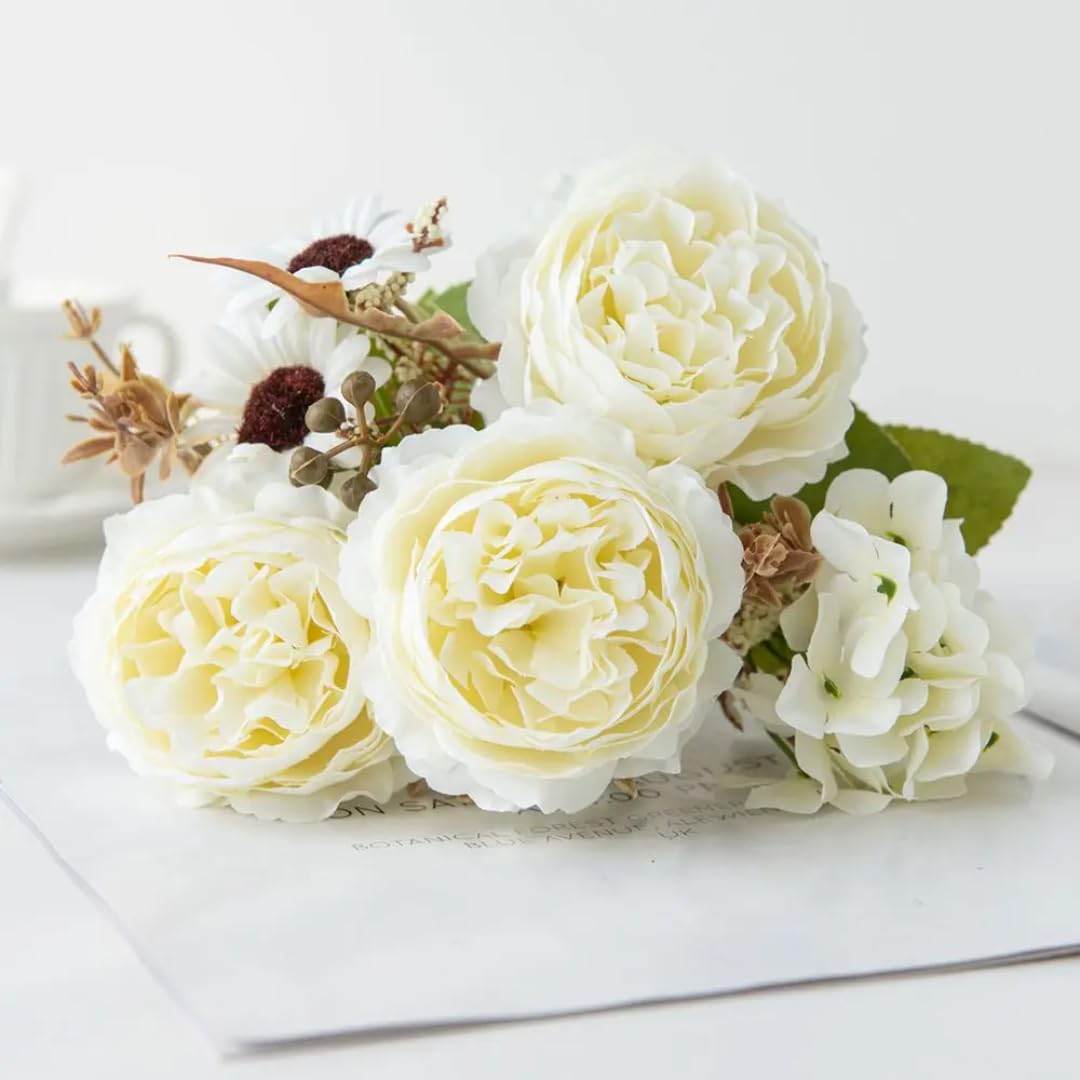 Pivoine en soie blanche extérieure pour décoration de jardin et mariage