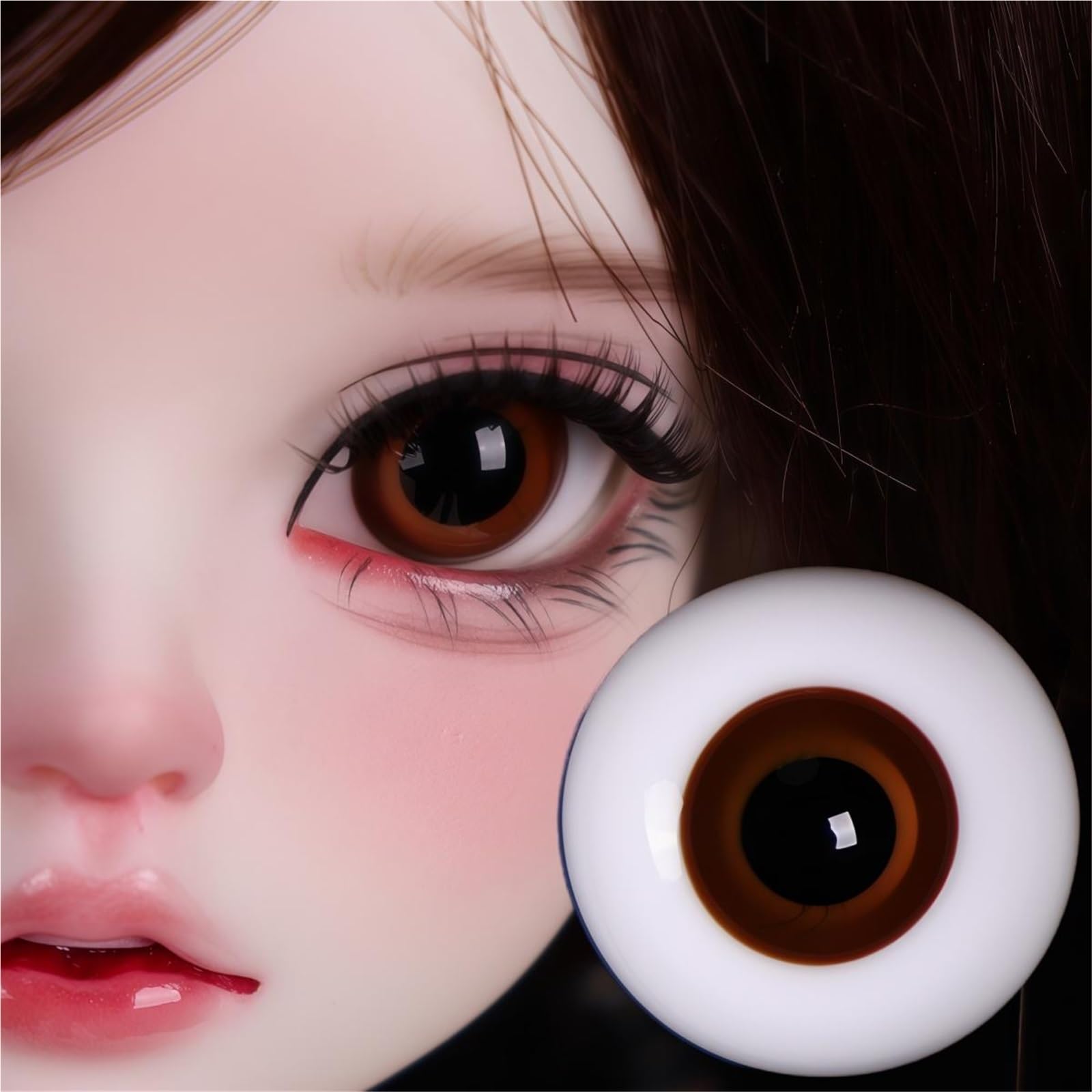 Occhio di Vetro BJD, 10/12/14/16/18mm Marrone Scuro simulato Umano 1/3 1/4 1/6 OB11 BJD Doll Eyeballs(18MM(9-9.5))