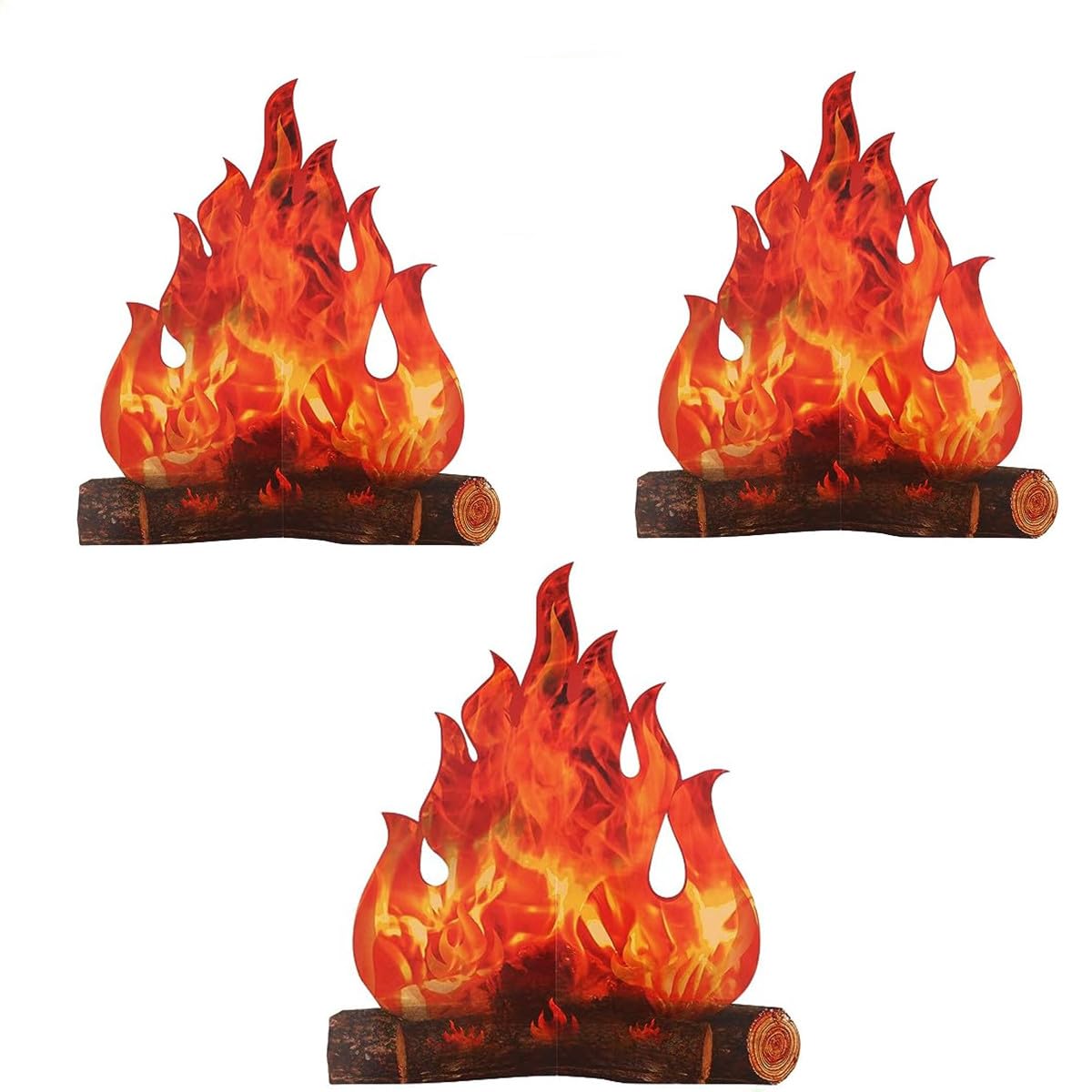Beetoo Fake Fire,3PCS 3D Decorative Cardboard Campfire, Artificial Fire Fake Centerpiece Artificial Fire Party Decoration for Camping Theme Party(Red