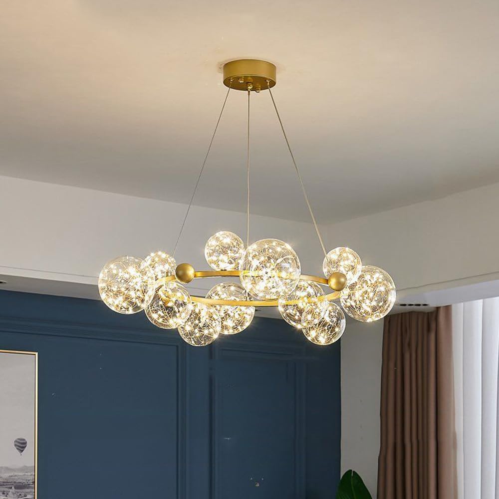 Lustre en cristal rétro or et design américain minimaliste pour salon chic