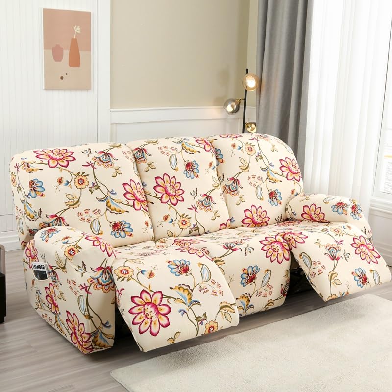 Copripoltrona Relax Reclinabile Elasticizzata, 1 2 3 posti Copridivano Poltrona Relax Antiscivolo Copertura Fodera per Poltrona Reclinabile con Tasca Sofa Protettore ( Color : #6 , Size : 3 seat (8pcs