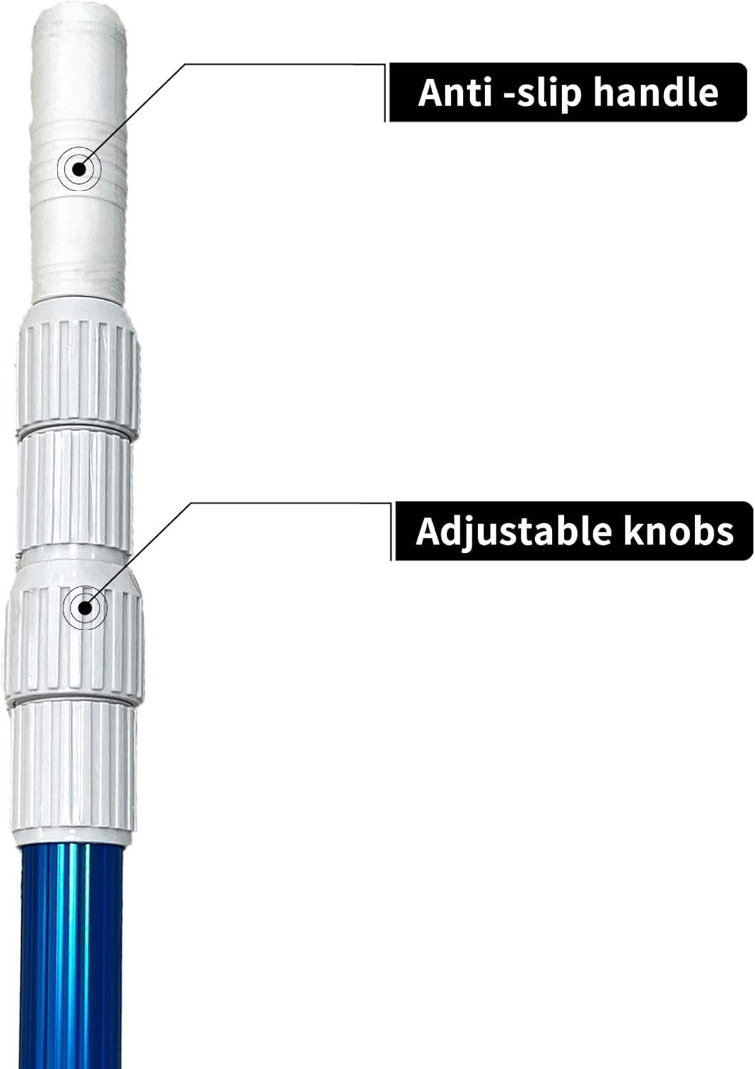 Durable 4-12 Ft Telescopic Pool Pole for Pool Cleaning, Anodized Aluminum Extendable Handle with Quick-Lock Mechanism for Pool Skimmer, Brush & Vacuum Head