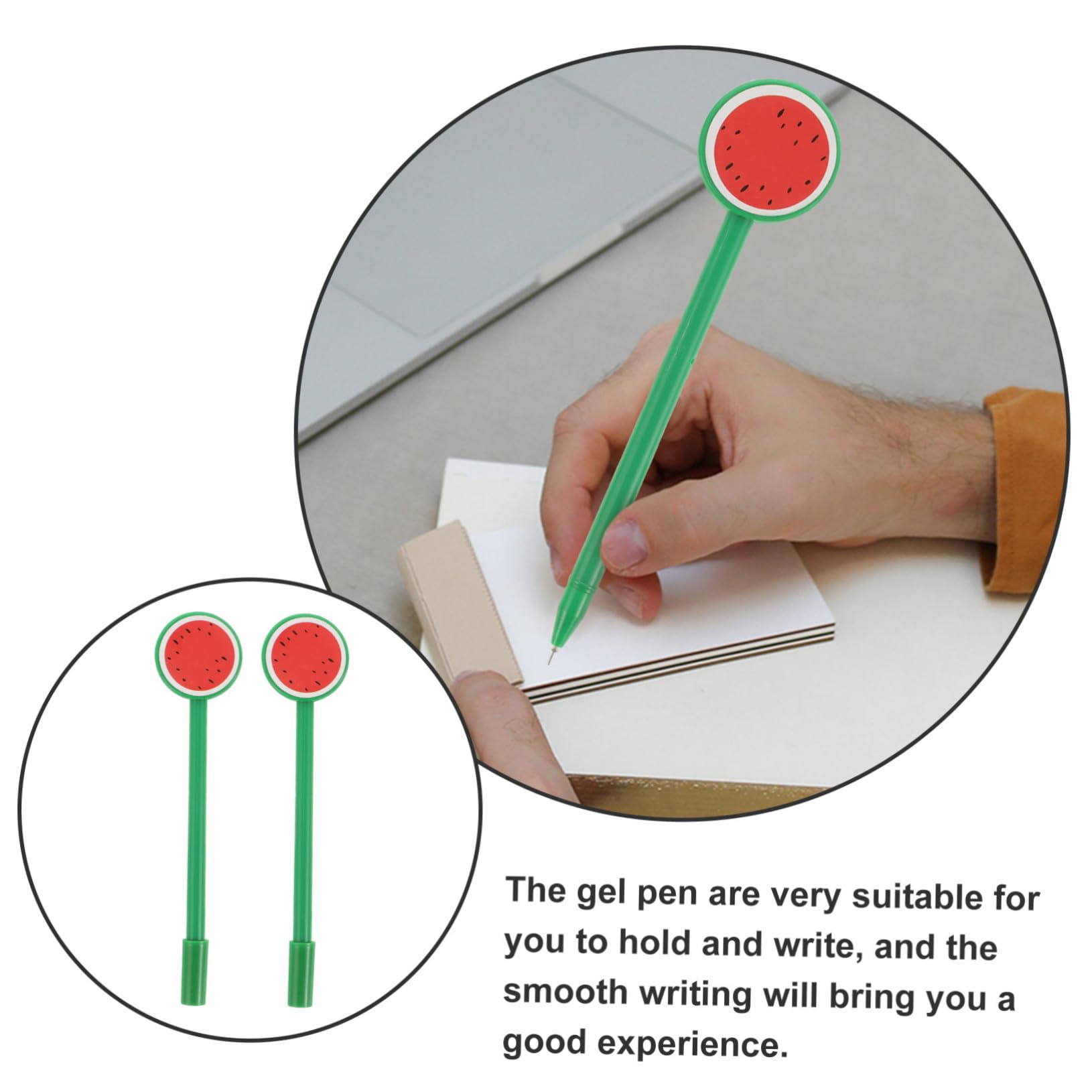 Angoily 40 Pièces Lot de Stylos Gel Décoratifs Forme de Pastèque Stylos Décriture Confortables pour Bureau et Dessin Pratique pour Adolescents et Adultes