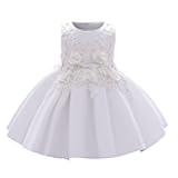 EnJoCho 6M-5 Years Bridesmaid Dress Ruffled Pageant Birthday Kids Princess Girls Gown Wedding Party Girls Dress&Skirt (White-03#wer, 18-24 Months)
