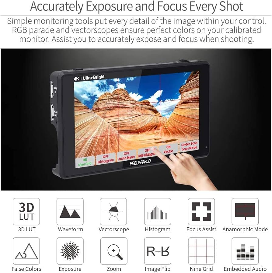 ★キニョネス★FEELWORLD★LUT6★2600nit★field DHL FEELWORLD LUT6 6 Inch IPS 2600nits 3D LUT HDR Camera