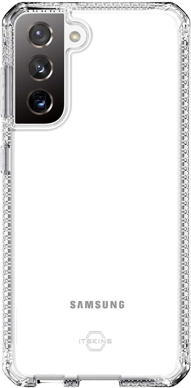 ItskinsSpectrum Clear Protective Phone Case Compatible with Samsung Galaxy S21 + 4G / 5G, Slim Hybrid Case, Anti-Yellowing, and Heavy Duty Shockproof Cover, Military Phone Case - Transparent