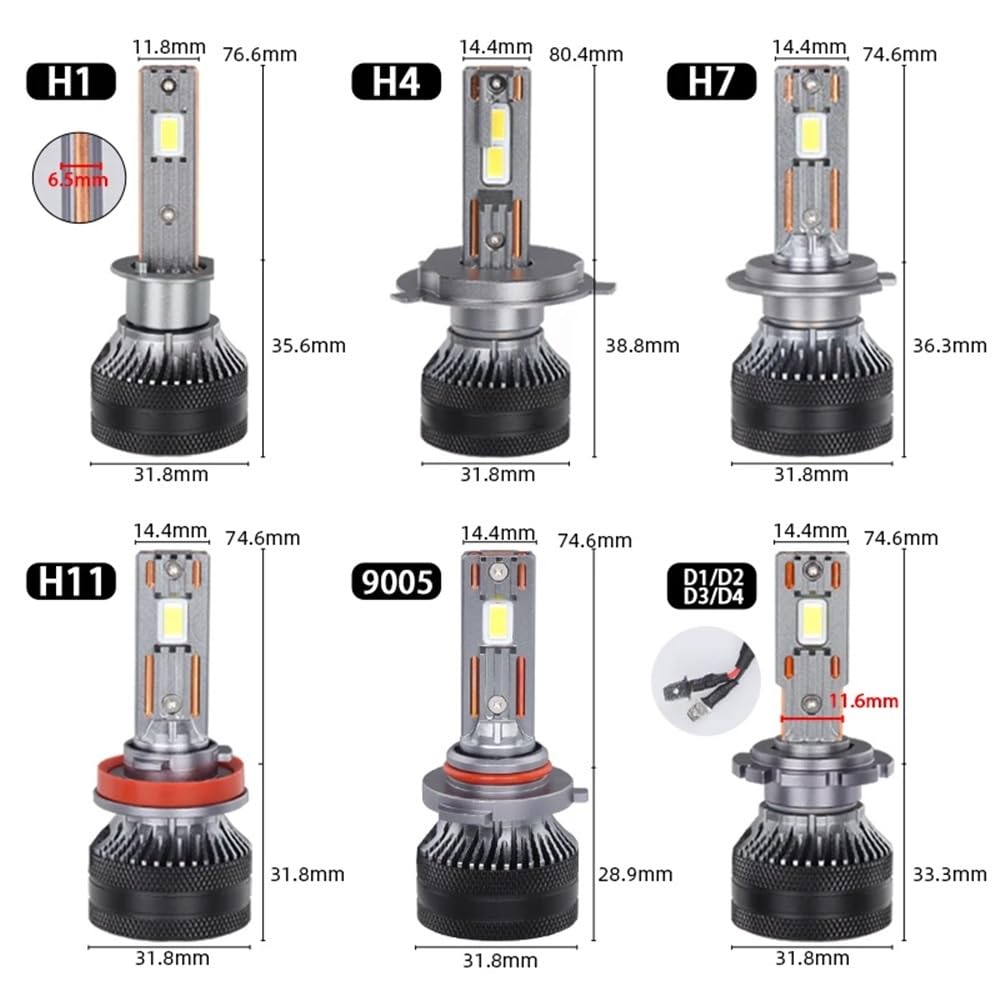 Bombilla LED for faros delanteros de coche, 140 W, K5C PLUS, H7, H11, H1, H4, 4300 K, LED HB3, HB4, doble tubo de cobre, kit de luces LED for coche, 12 V, 2 unidades(4300K White Yellow,9012(HIR2))