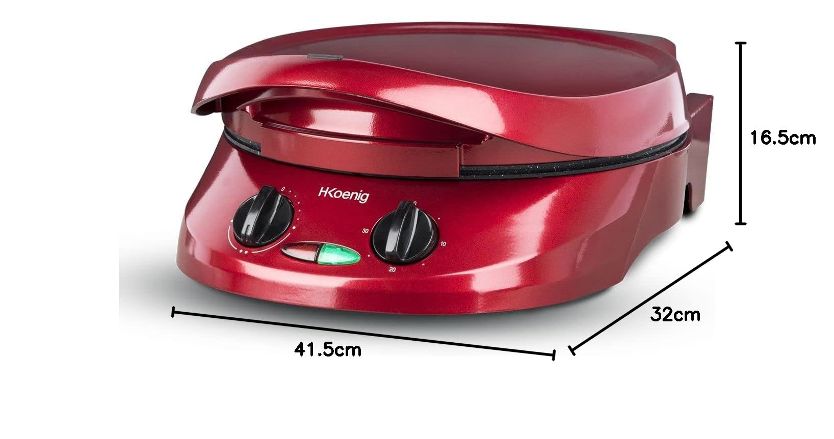 H.Koenig Appareil à Tarte Express TRT180, Multicuiseur, Quiche Tartelette Pizza, Tart Maker sur Table, 2 plaques Plancha Grill Four, Thermostat Réglable 210°C, Ouverture 105-180°, 9 Moules à tarte