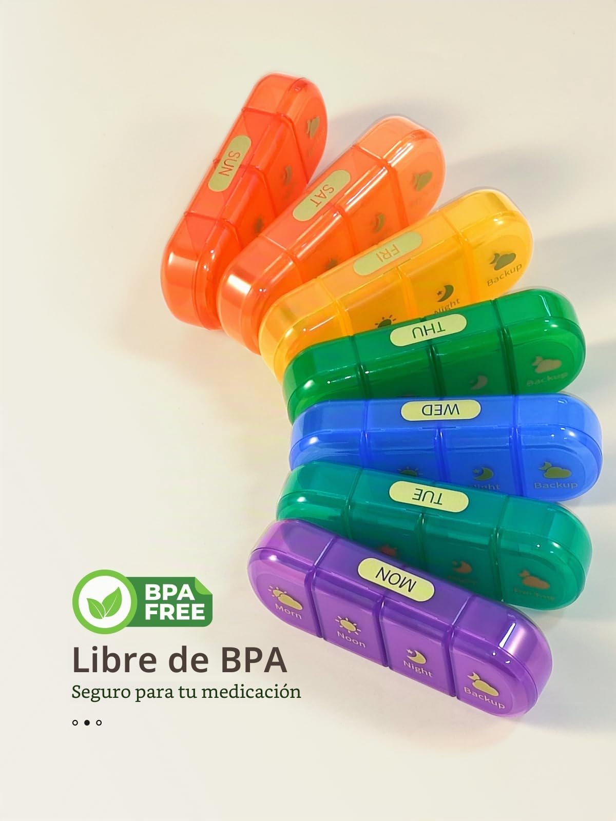 Pastillero semanal para 7 días, 4 veces al día (mañana/mediodía/noche/respaldo), compartimentos grandes para tabletas, vitaminas, aceites de pescado y suplementos, estuche portátil para medicamentos