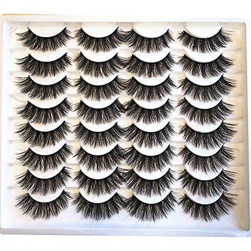 Pooplunch False Eyelashes Cat Eye Lashes Wispy Faux Mink Lashes 16 Pairs Natural Fake Eyelashes Fluffy Crossed Handmade Soft Reusable Wholesale Lashes Multipack