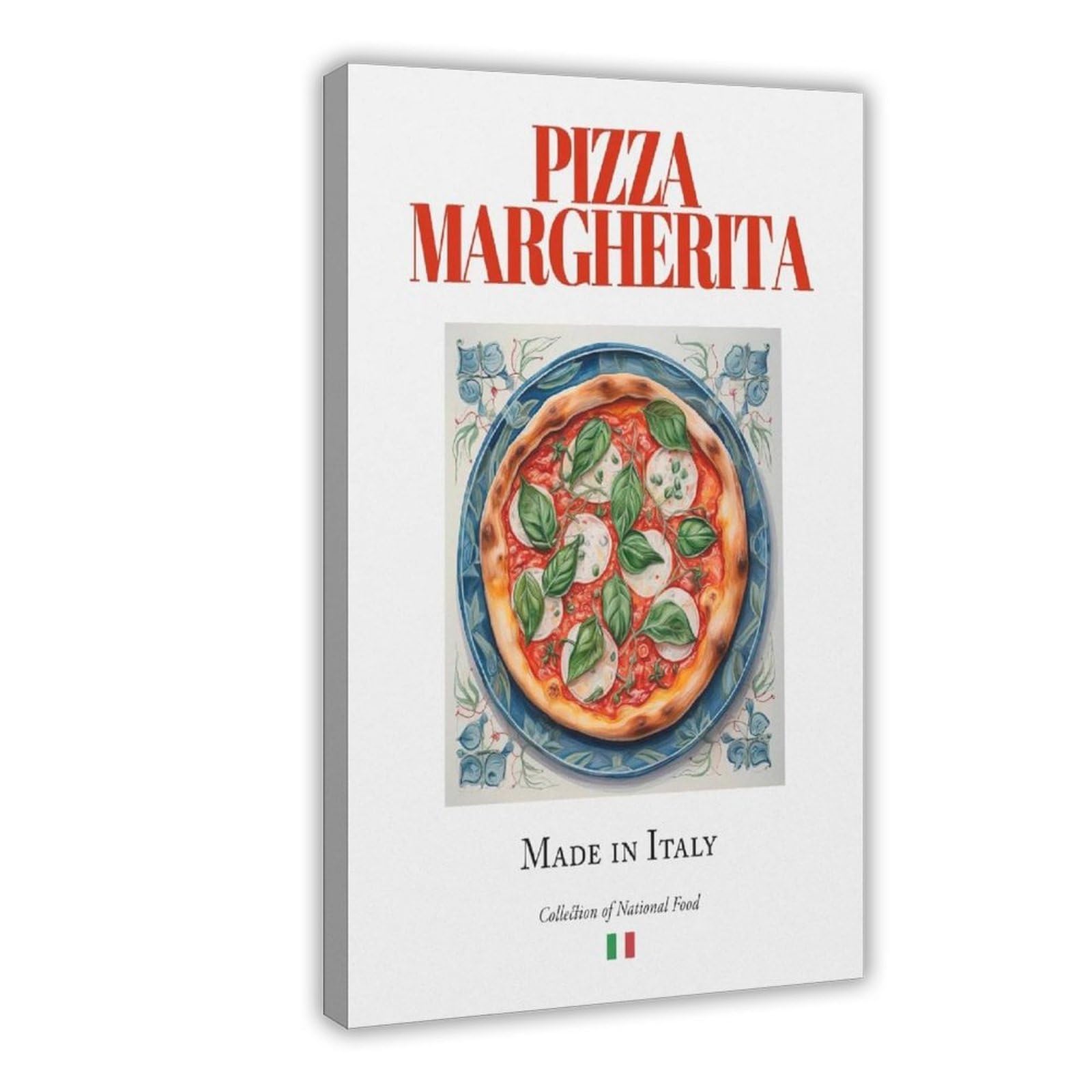 Pizza Margherita auf Maiolica Fliesenteller, Leinwand, Poster, Schlafzimmer, Dekoration, Landschaft, Büro, Raumdekoration, Geschenk, 61 x 91,4 cm (L x B)