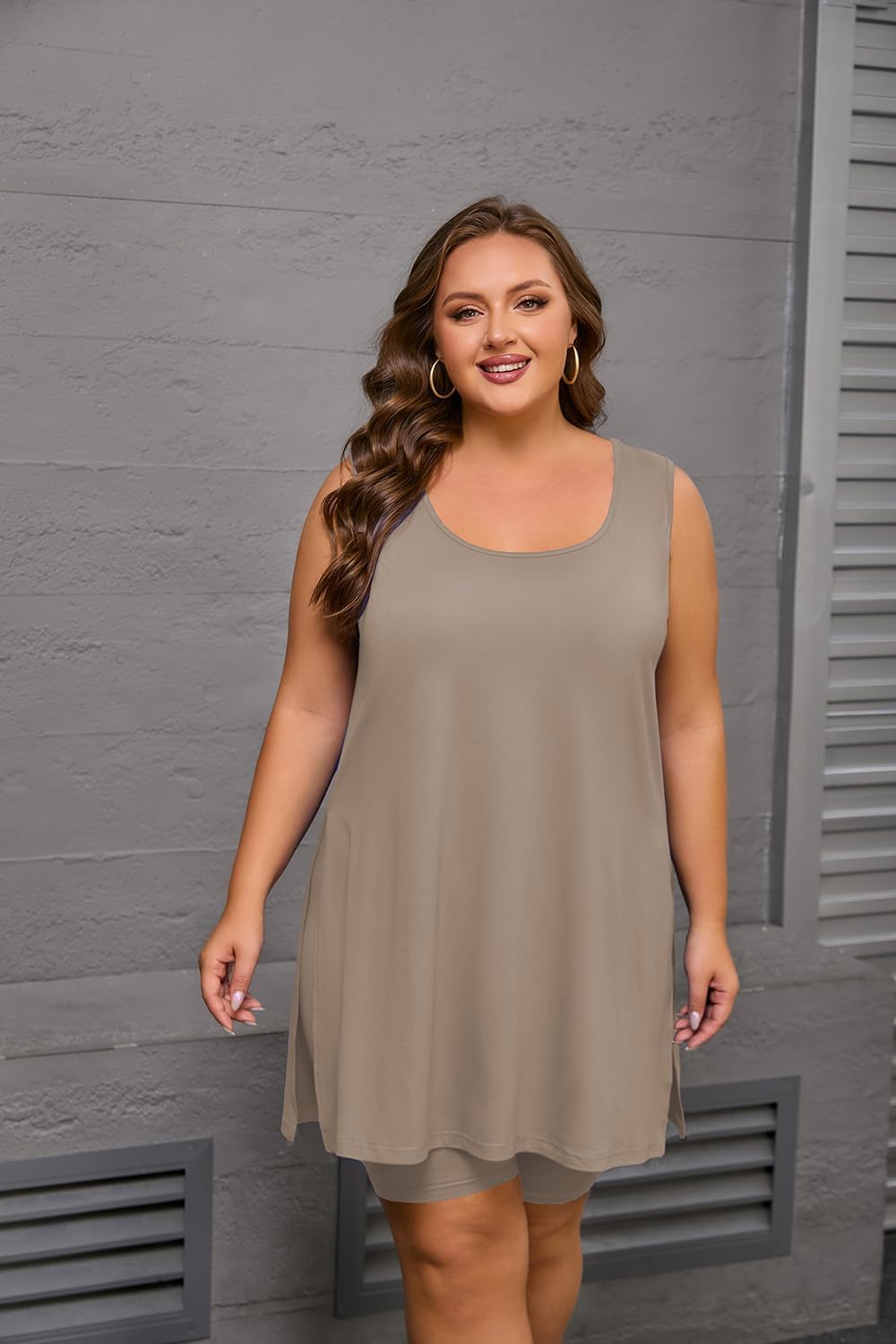 YeGine Women Plus Size 2 Piece Outfits Casual Sleeveless Tunic Tops Short Sets Summer Oversized Tshirts Shorts Sweatsuits - Image 2