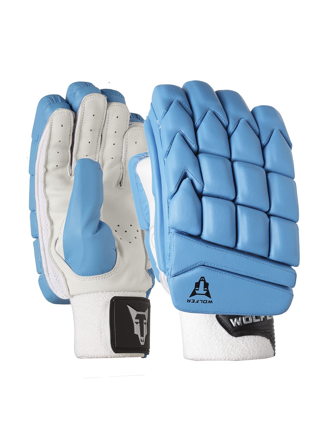 WOLFER Bullwark Leather Cricket Batting Gloves - Sky Blue, Right Handed (B096QVK2D5) Amazon Price History, Amazon Price Tracker