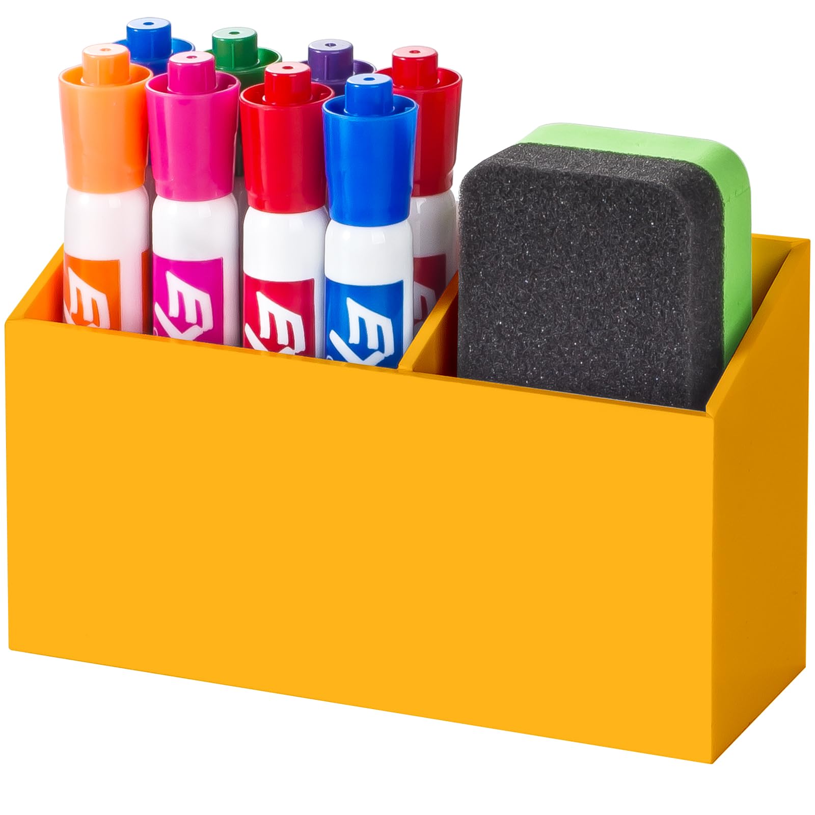 BEYGORM Magnetic Dry Erase Marker Holder for Whiteboard,Non-Slip Acrylic Magnet Pen Holder for Fridge Refrigerator,Locker Organizer for Work,Locker Accessories,Pencil Cup for Desk(Orange)