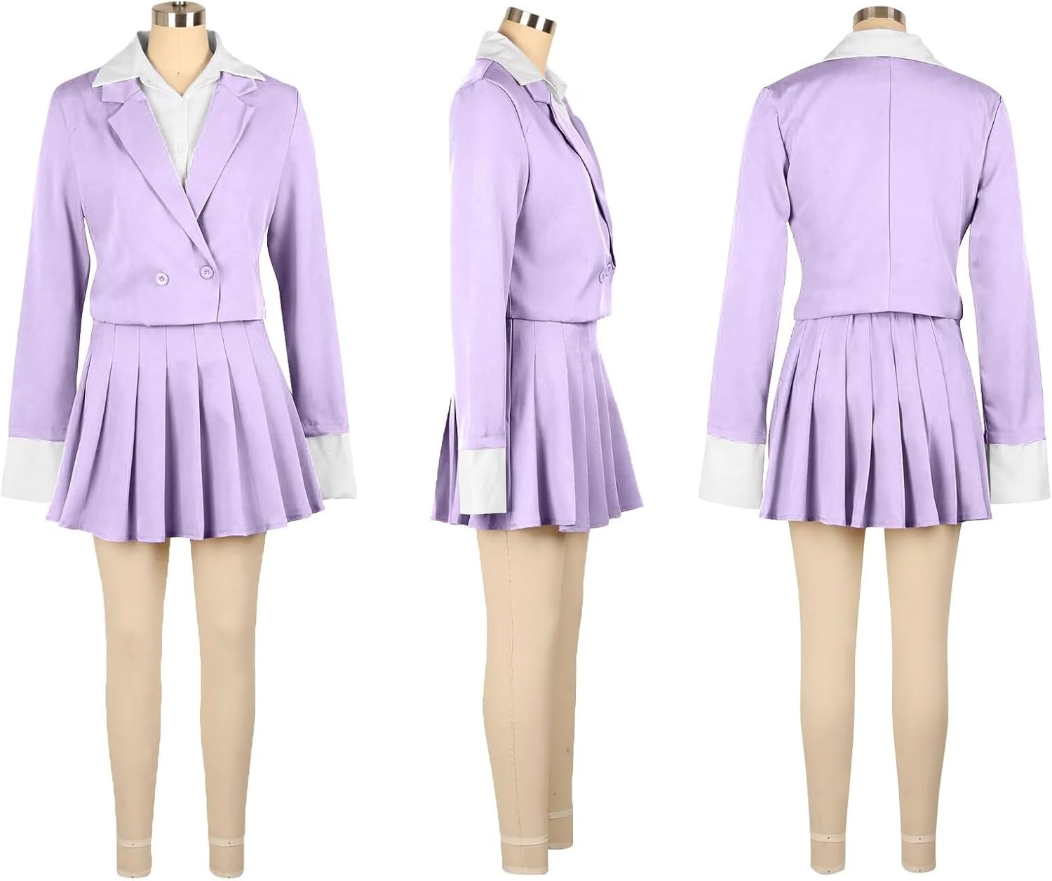 Ophestin Women 2 Piece Outfits Long Sleeve Suit Jackets Mini Pleated Skirt Fall Button Down Business Casual Blazer Sets - Image 5